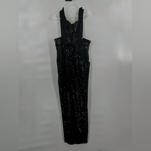 Boohoo boutique alice satin adjustable strap sequin dungaree jumpsuit size 12 - Picture 1 of 10